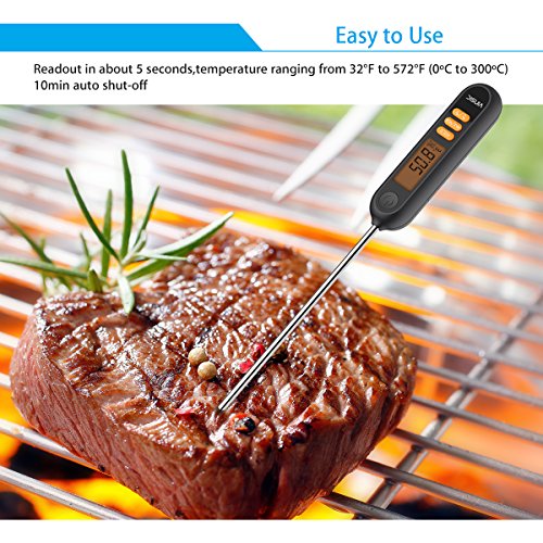 Grill thermometer Vinsic BBQ Fleischthermometer mit 5.9 inch Fühler Bratenthermometer zum Kochen Tragbar Küchenthermometer Ideal für Lebensmittel, Kochen, Fleisch, Grillen, Braten Schwarz - 4