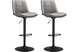 VASAGLE Barstolar, 2-Pack, i PU-Läder, Justerbar Höjd, 44 x 47 x 93-114 cm