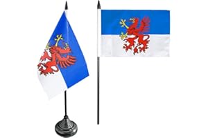 Flaggenfritze Tischflagge/Tischfahne Pommern + gratis Aufkleber