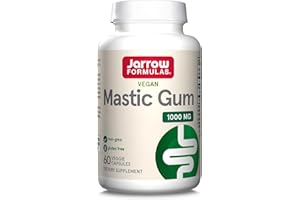 ‎JARROW FORMULAS Jarrow Formulas, Mastic Gum, 60 vegane Kapseln, 1000mg Mastix-Gummiharz je Dosis, Glutenfrei, Sojafrei, GMO frei, Geschmacksneutral