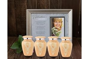BOLD & DIVINE Urnas pequeñas de madera de roble, pequeñas y pequeñas, juego de 4 mini urnas, para cenizas humanas o mascotas, con bolsa de terciopelo y caja de regalo premium