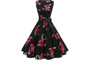Gardenwed Abito da Cocktail Vintage Senza Maniche Vintage da Ballo Anni '60 Anni '60 Rockabilly