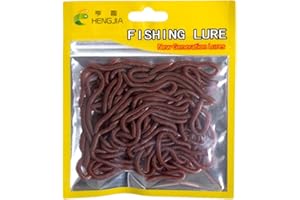 JUCHRZEY 50 Pezzi Simulazione Lombrichi Esca 80mm Realistico Lombrico Esca da Pesca PVC Verme Wobbler Esca Finta for Carpa Trota Bass Fishing
