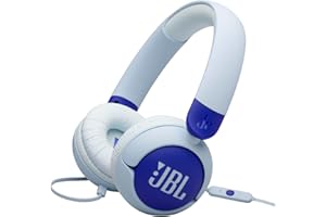 JBL Junior 320, On-Ear-Kopfhörer mit Kabel und eingebautem Mikrofon für Kinder, JBL Safe Sound, niedriger Lautstärke, 12 mm Soft Pad und Sticker-Set, tragbares Design, Blau