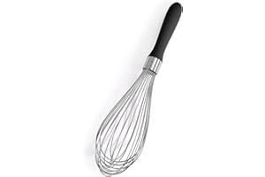 Doosu Balloon Whisk: 18/10 Stainless Steel Kitchen Whisk for Cooking, Manual Hand Whisk with 12 Sturdy Wires and Non-Slip Silicone Handle for Whipping Blending Beating Stirring (30cm, Black)