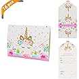 Yiran Unicorn Girls Party Invitations - Pink and Gold Envelopes Style Ready to Write (Pack 16)