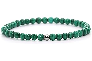 Echtes Malachit Edelstein Armband mit 4mm Perlen - verschiedene Längen - Heilstein Schutzstein Talisman Glücksbringer Geschenk (Malachit, 18CM)