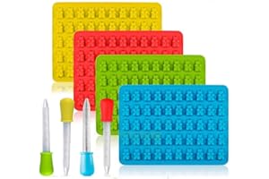 YIQI 4er-Pack Süßigkeiten-Silikonformen & Eiswürfelschalen, 50er-Silikon-Süßigkeitenformen für Schokoladenformen, Gelee, Gummibärchen-Seifenformen, mit 4 Tropfen (18,5 * 13,5 * 1 cm)