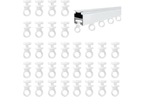 YIQICOMLE 100Pcs Plastic Curtain Track Clip Buckle, Curtain Rail Gliders Hooks White Multi-use Slider Roller Hooks for Window Bathroom Doors Car Curtains