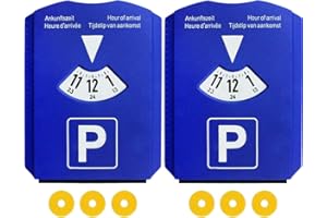 M&H-24 Tarcza parkingowa do samochodu Europa – z 3 żetonami do wózka na zakupy i skrobaczką do lodu z tworzywa sztucznego, kolor niebieski, 2 sztuki