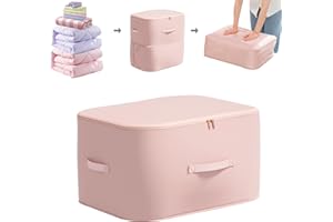 BriLumin Cajas Almacenaje Ropa con Cremallera 120L, Almacenamiento y Organización de Ropa, Caja de Almacenamiento con Asa Reforzada, para Edredones, Almohadas, Ropa, Ropa de Cama, Mantas