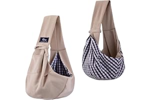 CUBY Puppy Dog Carrier, Reversible Pet Dog Sling Carrier for Small Medium Dogs Hands-free Sling Cat Carrier Bag Comfortable Widen Shoulder Strap Double-sided Pouch Shoulder Below 13.5lbs