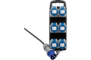 Brennenstuhl Distributore di Corrente Portatile BSV P CEE 230V/16A, Made in Austria, 1151495423, Spina CEE, 6x Prese CEE, Fissabile a parete, Cavo 2 metri, IP44