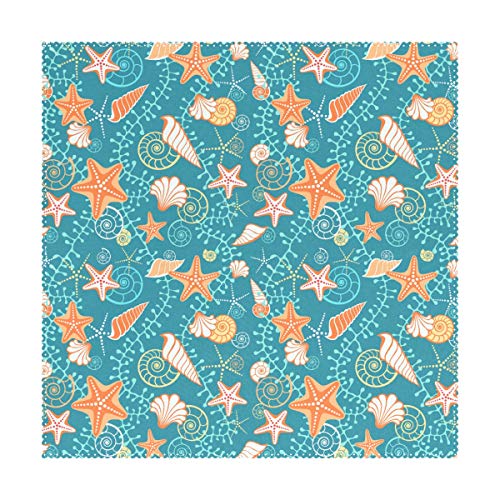 NaiiaN Placemats 12x12 inch 4 pieces Heat Resistant Starfish Seashell Seamless Pattern Non Slip Table Mats for Dinning Kitchen