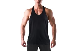Donason Men's Gym Tank Tops, Mens Bodybuilding Stringer Vest Workout Muscle Tank Top, Y-Back Cotton Sleeveless T-Shirt for Fitness Training