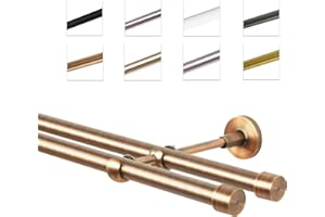 MDEKOR Tringle à rideaux 140 cm à double passage | Tringle à rideaux pour montage mural cuivre en métal | Set de tringles à rideaux Ø 19 mm