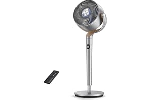Dreo Ventilador de Pie Silencioso con Control Remoto - Alcance de 24 m, 23dB, Volumen de Aire de 1200 m³/h, 3 Modos, 8 Velocidades, Temporizador y oscilación omnidireccional de 120° + 120°