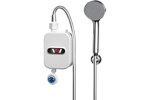 GENIKEER Riscaldatore Elettrico Per Doccia, Riscaldatore Acqua Istantaneo Elettrico 3500KW, Rubinetto Scaldabagno Elettrico Istantaneo Portatile Con Soffione Doccia E Tubi Display Digitale LED Per Doccia