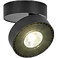 LANBOS Indoor 12W LED Spotlight Adjustable Ceiling Light/Surface Mounted spotlights/ 10X6CM/Wall Lamp or Ceiling Spotlight (Black-Natural White)