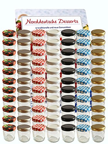 60er Set Sturzgläser Mini Gläser 53 ml Deckelfarbe Gold To 43 Rundgläser Honig Kaviar Marmeladengläser Obstgläser Einweckgläser Senf, Honig, Gläser, Einmachgläser, Portionsgläser, Probiergläser, Imker Vitrea - 5