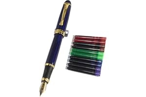 Jinhao 450 Normal Nib Fountain Pen Dark Blue with 5 Color Gullor Ink Cartridges