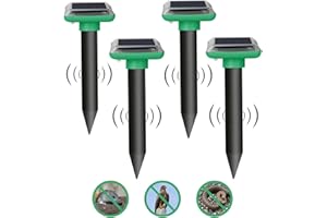 HARIKIKI 4 Piezas Repelente de Trampas para Ratas Ultrasónico Solar, IP65 Impermeable Ahuyentador de Ratones Topos Palomas para Jardin y Cámping, Anti Ratas, jabalies y Serpientes