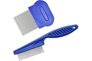 VIOLOTORIS 2 Pcs Cat Flea Comb, Flea Comb for Cats, Portable, Tight Design, Non Slip Handle, for Long-Haired Cat, Short-Haired Cat