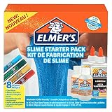 Kit completo para hacer slime: 2 botes de pegamento transparente, 4 barras de pegamento con purpurina y 2 botes de solución activadora para slime