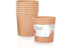 wiseware Einweg Suppenbecher To Go - 25 Stück Suppenbehälter aus Papier 360ml - Biologisch abbaubare Pappbecher - Nachhaltige Einmal Suppenschale ideal für Takeaway