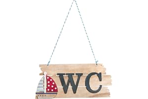Logbuch-Verlag Cartel de madera para colgar WC con diseño de velero – Decoración marítima para el baño - carteles para WC