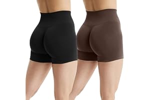 JN JANPRINT 2er-Pack Gym Shorts Damen Butt Scrunch Kurze Sporthose Laufhose Hohe Taille Leggings Kurz Radlerhosen Butt Lift Booty Nahtlos Fitness Sport Shorts