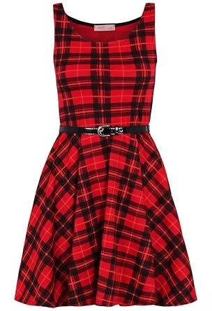 Ladies Womens Elasticated Waist Tartan Skater Skirt UK Size 6-14 ...
