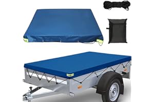 ORIZIZHIC Lona plana para remolque, 207 x 114 x 6 cm, lona para remolques, con 8 m, resistente a desgarros, bandas reflectantes, ojales reforzados, material Oxford 420D, impermeable, resistente al viento, para