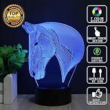 Pferd 3D Optische Illusions-Lampen, FZAI Tolle 7 Farbwechsel Acryl berühren Tabelle Schreibtisch-Nachtlicht mit 150 cm USB-Kabel für Kinder Schlafzimmer Geburtstagsgeschenke