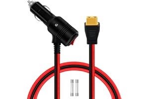 YINGAYOU XT60 a spina per sigarette con commutatore 12V 24V briquette per sigarette a cavo XT60 14AWG 20A con luci LED 2 fusibili di ricambio per auto, solare, moto (2 m)