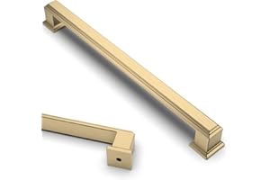 9BUILD 10 Pack 192mm Brushed Brass Cabinet Pulls Cabinet Handles Kitchen Cabinet Handles Kitchen Door Handles Drawer Handles Zinc Alloy Wardrobe Handles Cupboard Door Handles