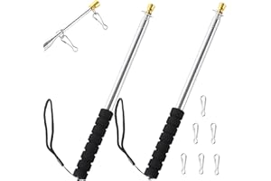 DIFOUNMAS 2 Pcs Telescopic Flag Pole with Clips Handheld Portable Extendable Flagpole Stainless Steel Retractable Banner Pole Tour Guide Flag Pole for Camping Festival Tour Guide Teaching (Black+Black-9.8ft)