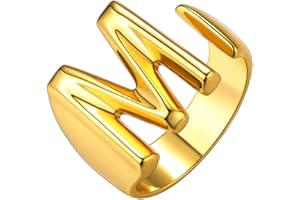 GoldChic JEWELRY Anello Oro con Iniziale per Donna, Anello Statement delle Donne | 18k Oro Placcato Anelli Alfabeto Aperto | Lettera a alla z