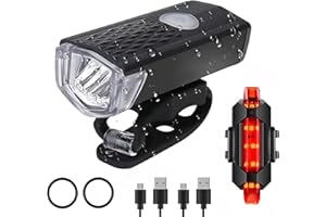 YIYIKU Bike Lights Front And Back,Super Bright Bicycle Light Set LED with USB Rechargeable,IPX5 Waterproof,Easy Mount Cycle Lights,Headlight and Taillight Mountain Road Bicycle For Night Riding