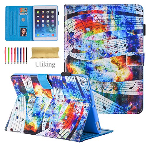 Uliking iPad Mini 4 Cover, iPad Mini 4 3 2 1 Case, PU Leather Smart Cover with Auto Sleep/Wake Stand Card Slots Protective Cover Shell for Apple iPad Mini 4th 3rd 2nd 1th Gen Tablet, Sky Music