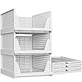 Pivalo 3 Units Wardrobe Organizer Cupboard Foldable Storage Bin Basket Container for Closet Shelf Rack and Clothes Drawer Clothing Stack (Set of 1, White, PVC)