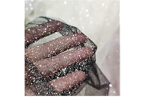 SHTGOI Tessuto glitterato, 1 yard x 150 cm, in tulle, al metro, in pizzo, tessuto a rete con brillantini, filato in tulle, decorazione fai da te, abito da sposa, fotografia sfondo nero