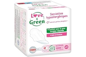 Love & Green - Assorbemnti ipoallergenici normali, 0% colorante, profumo, allergeni, 14 pezzi