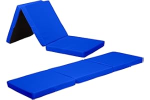 CRESCENT TEXTILE Fold Out Z Bed Cube Mattress 100% Waterproof Kids Footstool & Great for Kids Sleepover Foldable Mattress Bed for Indoor, Outdoor, Bedroom, Playroom Soft & Comfy Plain Futon Set (Royal Blue)