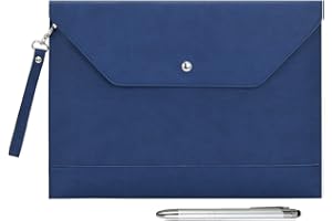 Wonderpool A4 Funda de PU Cuero Sobres Archivos con Bolsillos Internos Para Portadocumentos y Papelería Tableta PC Multifunción Organizador (Azul oscuro)