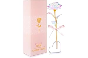 BEFERR Christmas Galaxy Colorful Rose Gifts for Women Enchanted Rainbow Flower Gift with Heart Base Birthday Rose Gift for Her Best Present for Mum Wife Grandma Sister Christmas Thanksgiving Anniversary