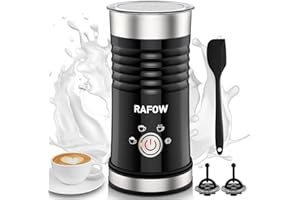 RAFOW Milk Frother Electric 4 in 1 - Automatic Milk Steamer 300ml, Hot & Cold Milk Foamer Maker, Durable Stainless Steel Milk Warmer, Silent Operation Milk Heater for Latte Cappuccinos Macchiato Chocolate
