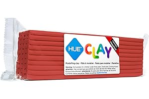 HUE Clay (formerly Newplast) - Firm, Reusable, Non-Drying, Oil-Based Modelling Material for Stop Motion Animation, Hobbyists & Sculptors. One Colour Layered Bar 500g, Red