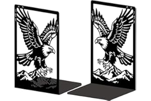 ‎PEACOBLUE Peacoblue Buchstütze Dekorativ Modern Adler Metall Buchstützen für Schwere Bücher 13.5x10.9x20.1cm, Bücherhalter für Heimdekoration, Bücherregal & Büro - 1 Paar