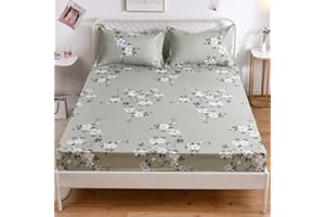 Loussiesd Floral Bedding Set King Size Girls Blossom Flowers Pattern Bed Sheet Set For Women Teens Bedroom Decorative Garden Botanical Branches Pattern Fitted Sheet With 2 Pillow Case Soft Bed Cover